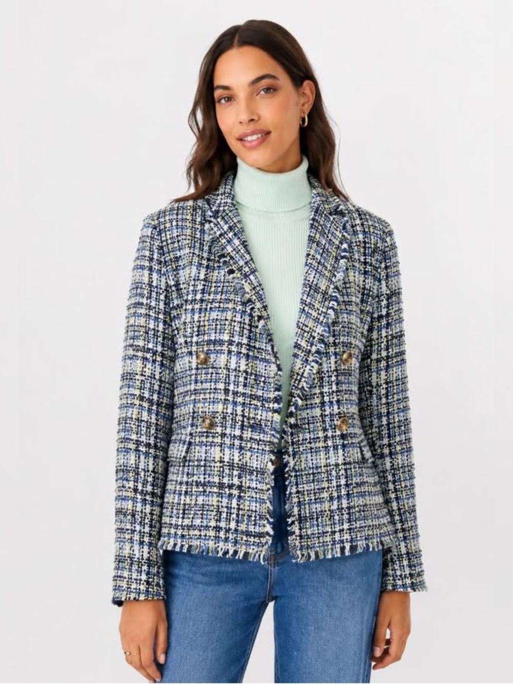 NWT Ann Taylor Tweed Shimmer Tailored Double Breasted Blazer
